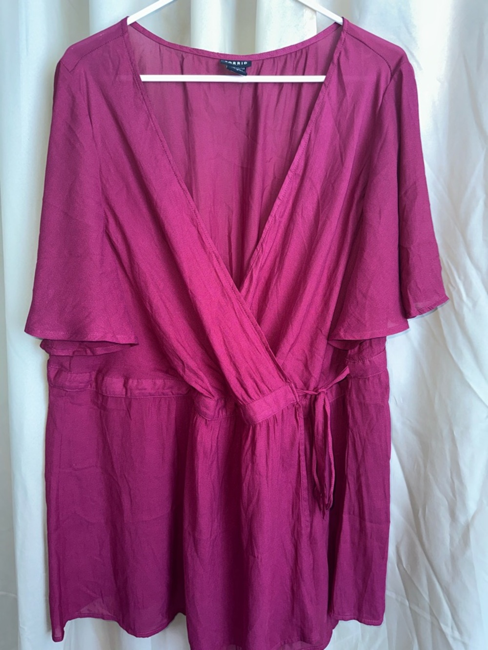 Torrid Burgundy Flutter Sleeve Wrap Top